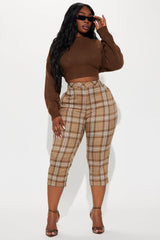 Business As Usual Plaid Capri Pant - Brown