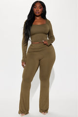Sasha Double Lined Pant Set - Olive