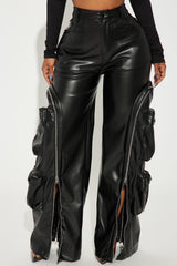 Barely Holdin' On Faux Leather Pant - Black