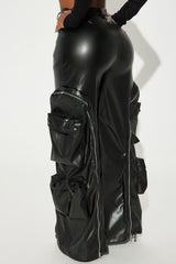 Barely Holdin' On Faux Leather Pant - Black