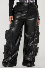 Barely Holdin' On Faux Leather Pant - Black