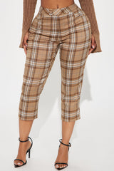Business As Usual Plaid Capri Pant - Brown