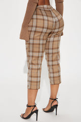 Business As Usual Plaid Capri Pant - Brown