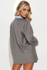 Corporate Babe Blazer Skort Set - Grey