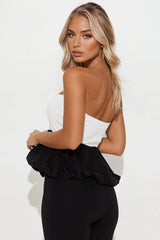 Ava Bubble Hem Top - White/combo