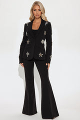 Star Studded Blazer Pant Set - Black