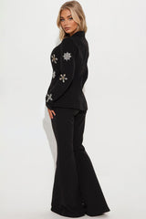 Star Studded Blazer Pant Set - Black