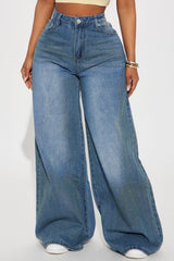 Always Be The One Non Stretch Tinted Baggy Jeans - Medium Wash