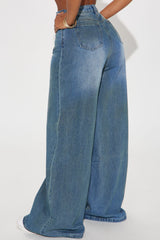 Always Be The One Non Stretch Tinted Baggy Jeans - Medium Wash
