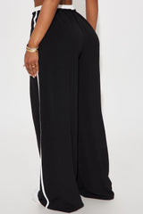 Dana Double Waistband Track Pant - Black