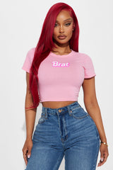 Brat Doll Baby Tee - Pink