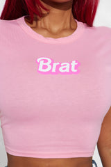 Brat Doll Baby Tee - Pink