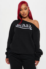 Von Dutch Classic Off Shoulder Sweatshirt - Black