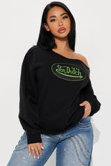 Von Dutch Off Shoulder Sweatshirt - Black
