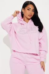 Von Dutch Rhinestone Cropped Hoodie - Pink