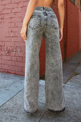 Know What I Want Slit Straight Leg Jeans - Acid Wash Grey