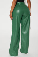 Nia Faux Leather Trouser - Hunter
