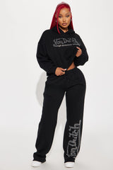 Von Dutch Rhinestone Wide Leg Pant - Black