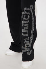 Von Dutch Rhinestone Wide Leg Pant - Black