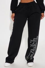 Von Dutch Rhinestone Wide Leg Pant - Black