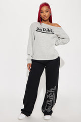 Von Dutch Timeless Off Shoulder Sweatshirt - Heather Grey