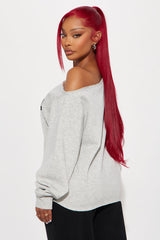 Von Dutch Timeless Off Shoulder Sweatshirt - Heather Grey