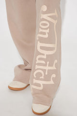 Von Dutch Distressed Wide Leg Pant - Taupe