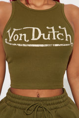 Von Dutch Vintage Tank Top - Olive