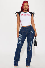 Von Dutch Cinched Baby Tee - White/Black