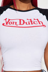 Von Dutch Cinched Baby Tee - White/Black