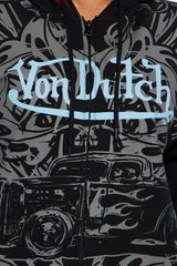 Von Dutch Car Show Zip Front Hoodie - Black/combo
