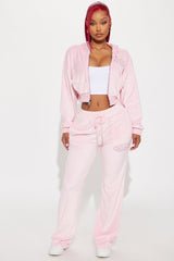 Von Dutch Velour Rhinestone Hoodie - Pink