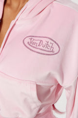 Von Dutch Velour Rhinestone Hoodie - Pink