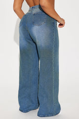 Always Be The One Non Stretch Tinted Baggy Jeans - Medium Wash