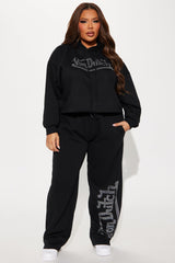 Von Dutch Rhinestone Wide Leg Pant - Black