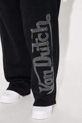 Von Dutch Rhinestone Wide Leg Pant - Black