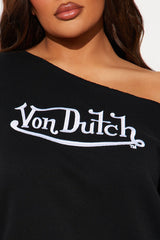 Von Dutch Classic Off Shoulder Sweatshirt - Black