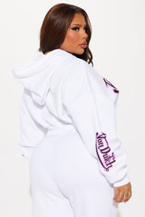 Von Dutch Graffiti Cropped Hoodie - White/Pink