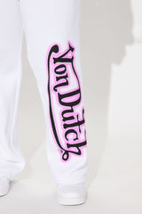 Von Dutch Graffiti Wide Leg Pant - White/Pink