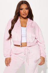 Von Dutch Velour Rhinestone Hoodie - Pink