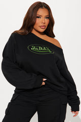 Von Dutch Off Shoulder Sweatshirt - Black