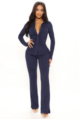 Just You And I Pant Set - Navy