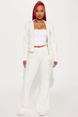 Playboy Rhinestone Velour Flared Pant - Cream