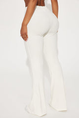 Playboy Rhinestone Velour Flared Pant - Cream