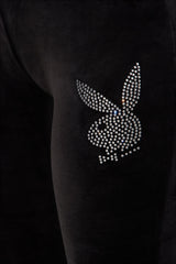 Playboy Snow Bunny Velour Flared Pant - Black