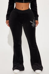 Playboy Snow Bunny Velour Flared Pant - Black