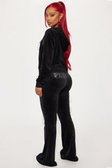 Playboy Snow Bunny Velour Flared Pant - Black