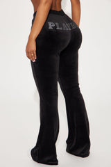 Playboy Snow Bunny Velour Flared Pant - Black