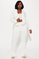 Playboy Rhinestone Velour Zip Front Hoodie - Cream