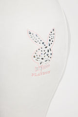 Playboy Rhinestone Velour Flared Pant - Cream